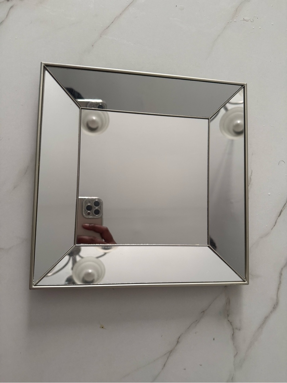 Square Mirrored Vanity Mirror in Silver